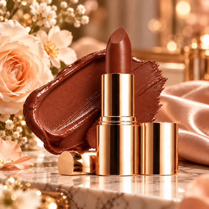Luxury Mocha Brown Gold Tube Lipstick