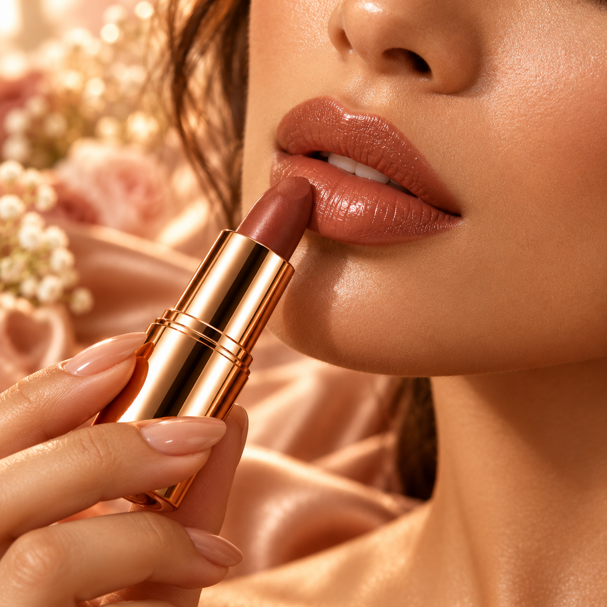 Luxury Mocha Brown Gold Tube Lipstick