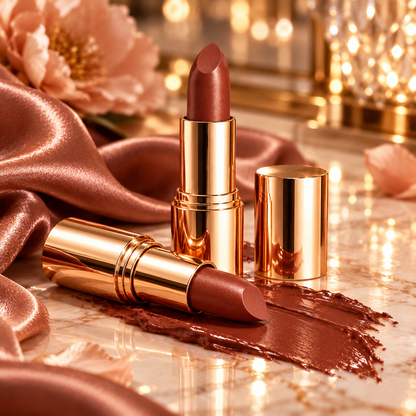Luxury Mocha Brown Gold Tube Lipstick
